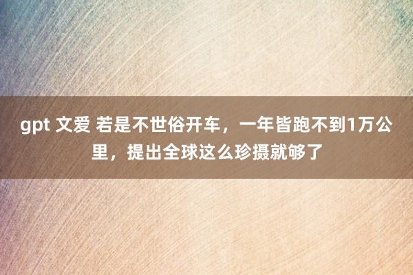 gpt 文爱 若是不世俗开车，一年皆跑不到1万公里，提出全球这么珍摄就够了